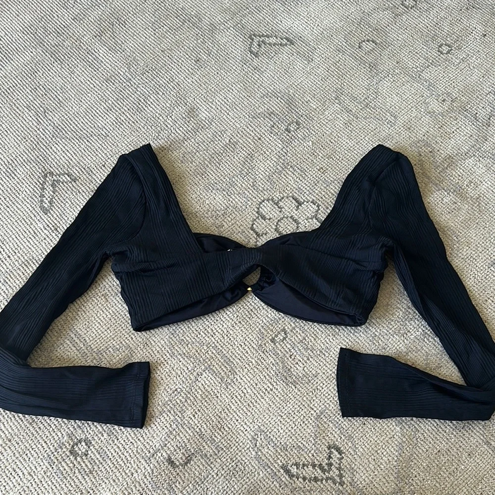 L*Space Anthropologie Beatrix Longsleeve Ribbed Bikini Top